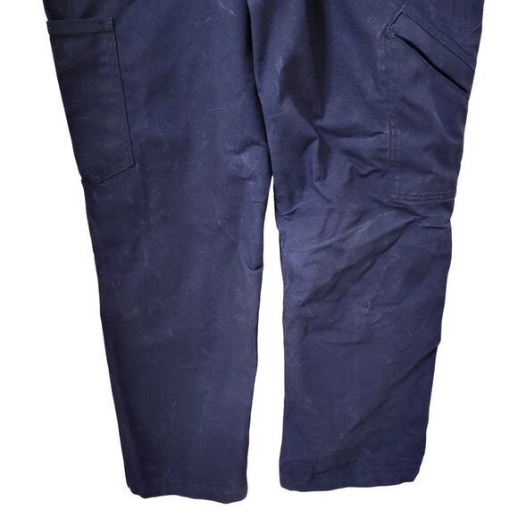 Carhartt FR Size M (8-10 Short) Loose Fit Navy Blue Utility Overalls - Picture 8 of 16